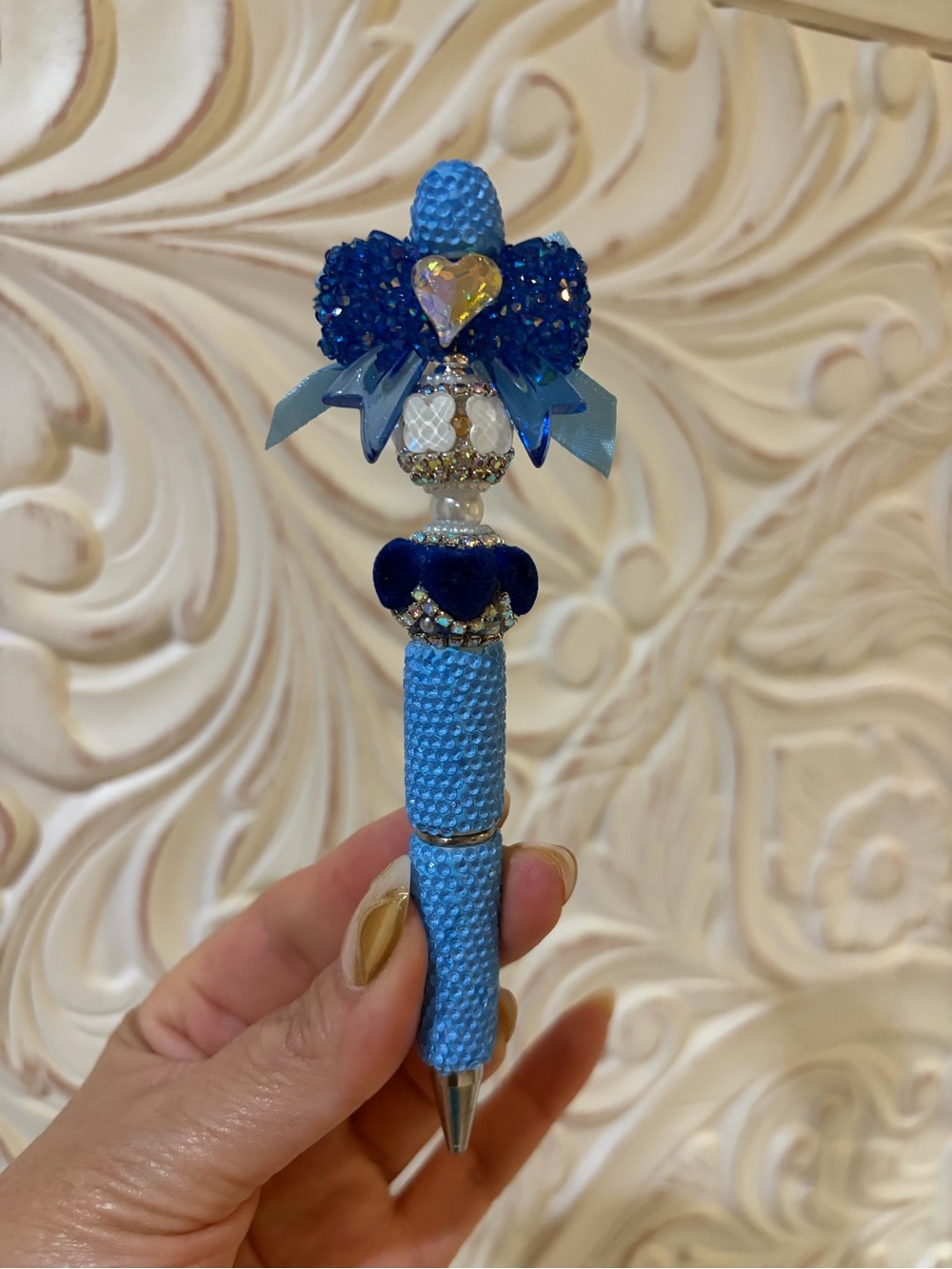 Blue Jeweled Decorative Pen